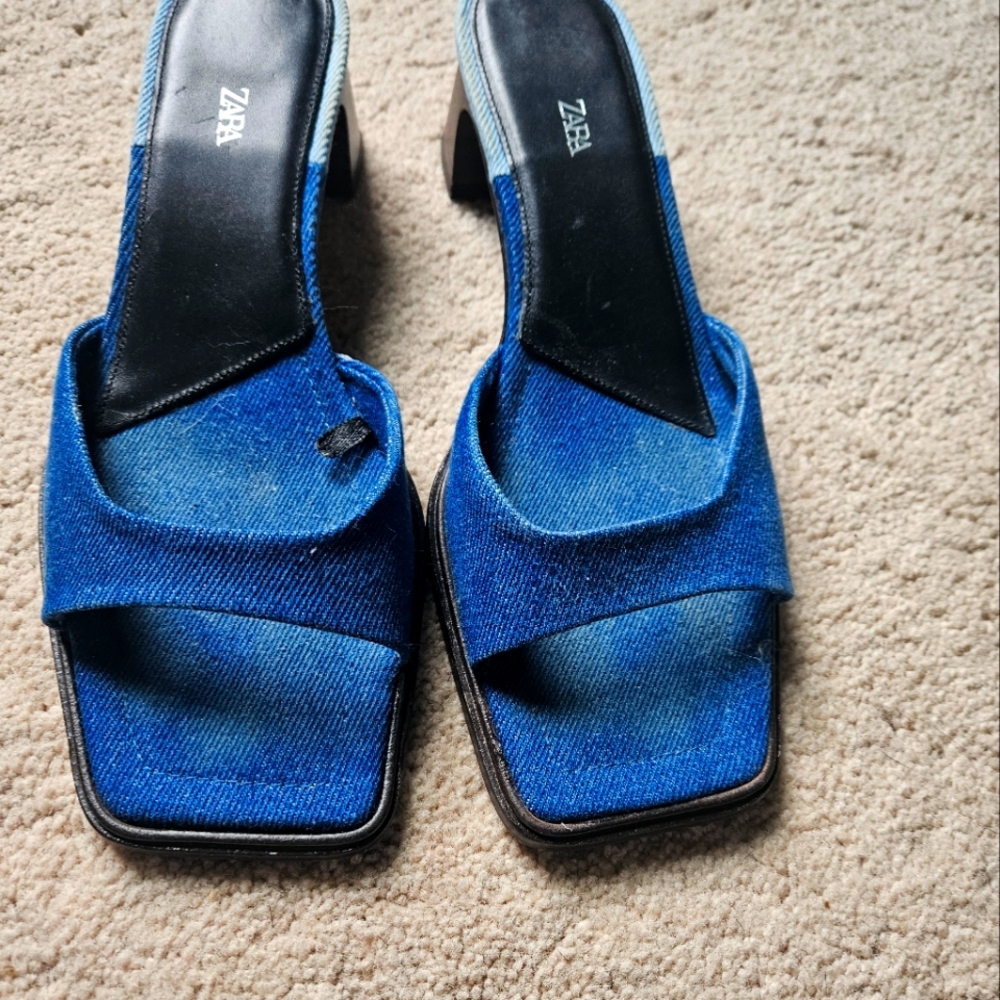 Zara Denim slip-on sandals size 38